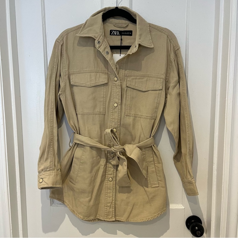 Zara Belted Cotton Overshirt